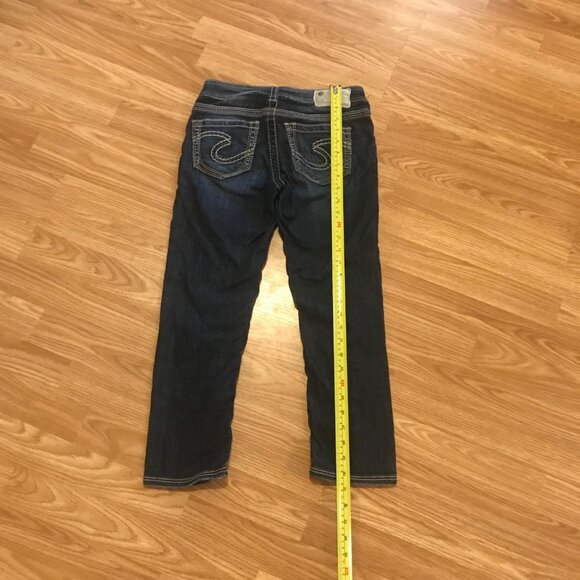 Silver Denim Capris Jeans Womens Size W25 Western Glove Works Embroidery Pockets - Picture 7 of 8